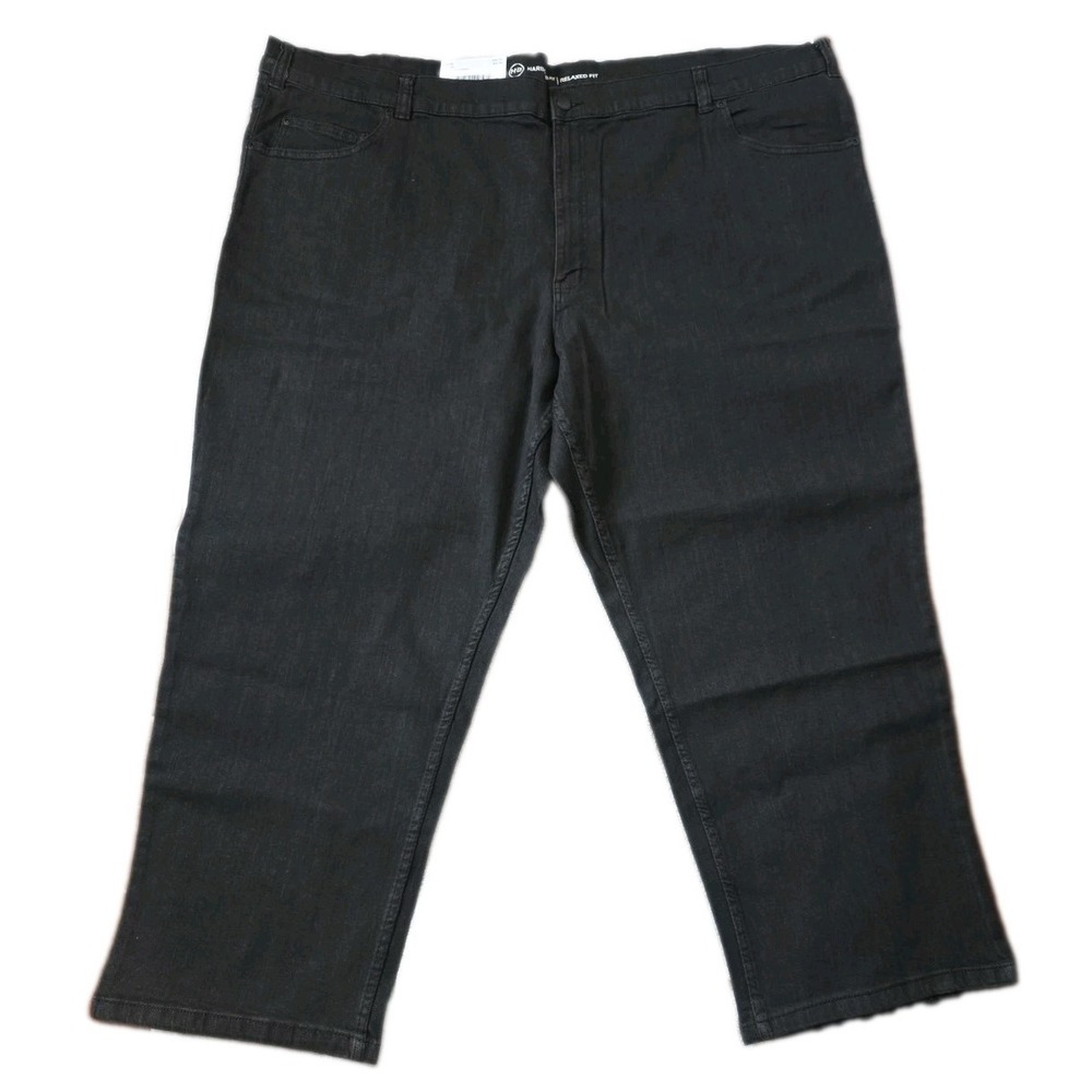 NWT Harbor Bay Men's Black Relaxed Fit Stretch Denim Jeans Big & Tall 54x28 DXL